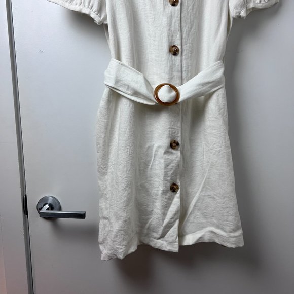 JOA Belted Button Front Linen Dress - Picture 4 of 9